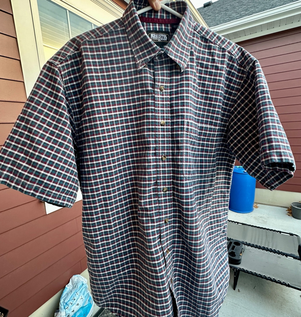 Vintage Resistol Rodeo Gear Shirt Mens Large Teal Red Plaid Western Cowboy 90s